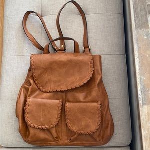 Brown leather backpack
